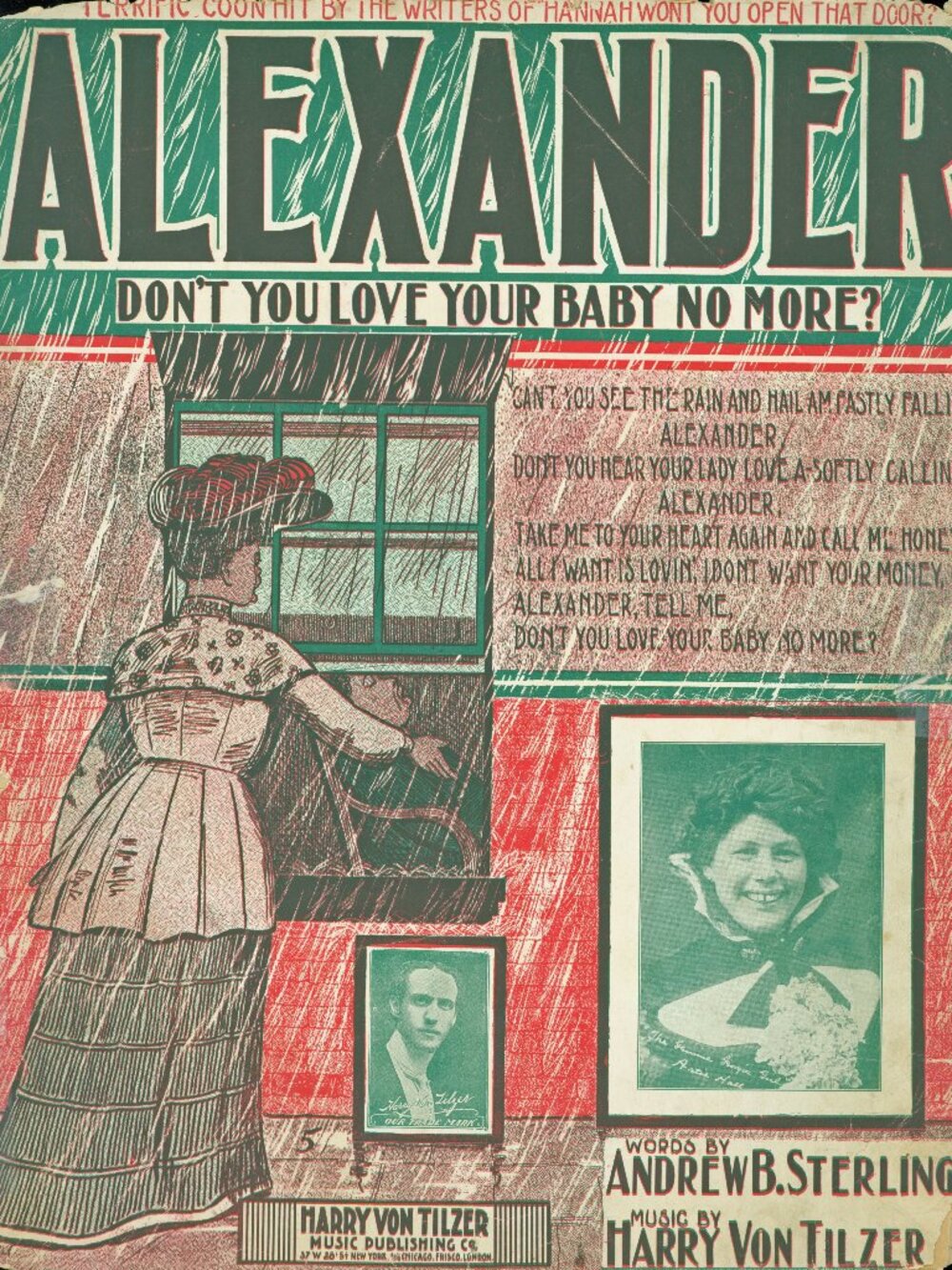 ALEXANDER,DON'T YOU LOVE YOUR BABY NO MORE?-ANTIQUE 11x14 SHEET MUSIC- 1904 RARE